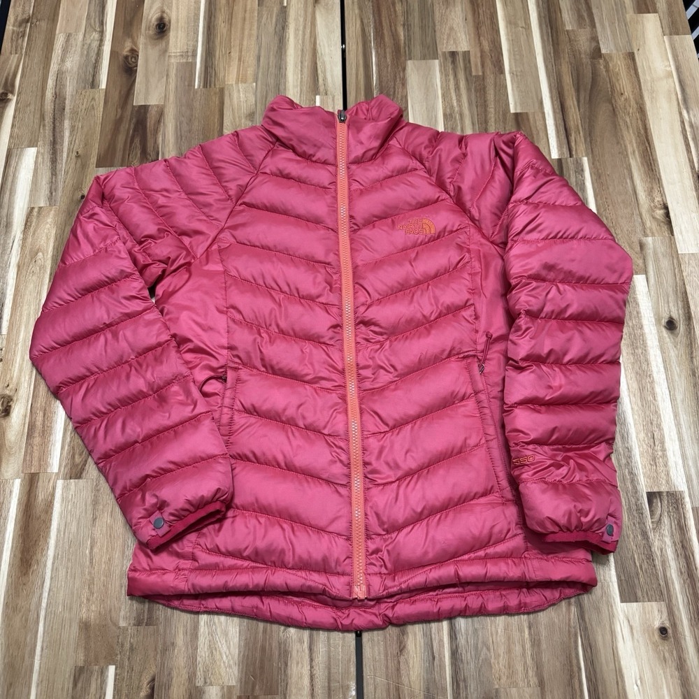 North Face Puffer Jacket Womens S Pink Thunder 550 Down FIll Full Zip Outdoor